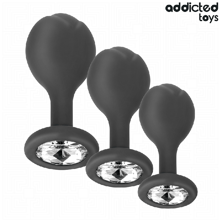 ADDICTED TOYS - SET DI 3 TAPPI ANALI CON GIOIELLO