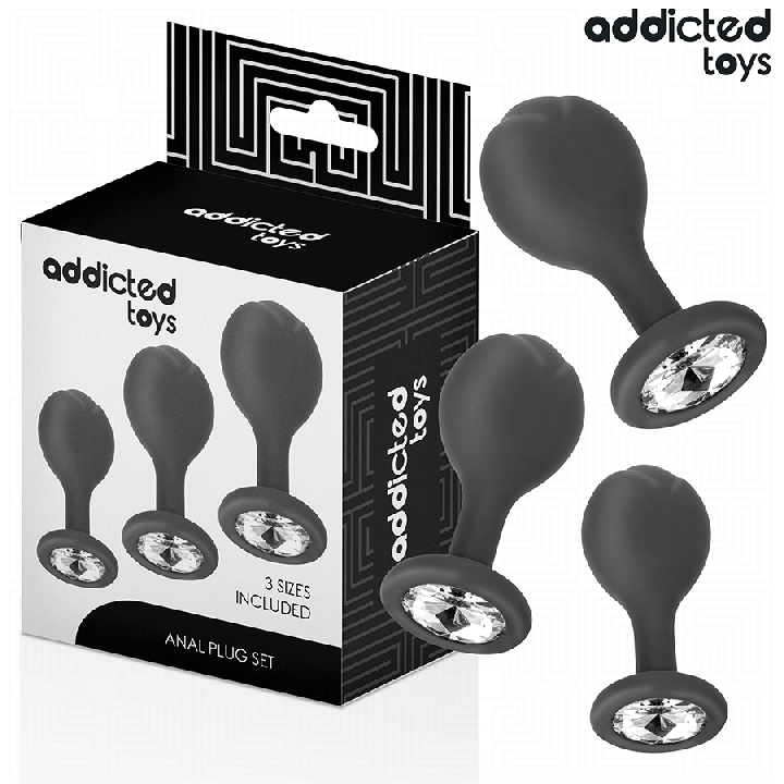ADDICTED TOYS - SET DI 3 TAPPI ANALI CON GIOIELLO