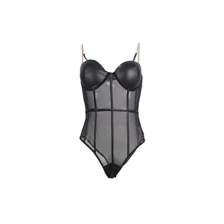 SUBBLIME - BODY CON BRETELLE A CATENA NERA S/M