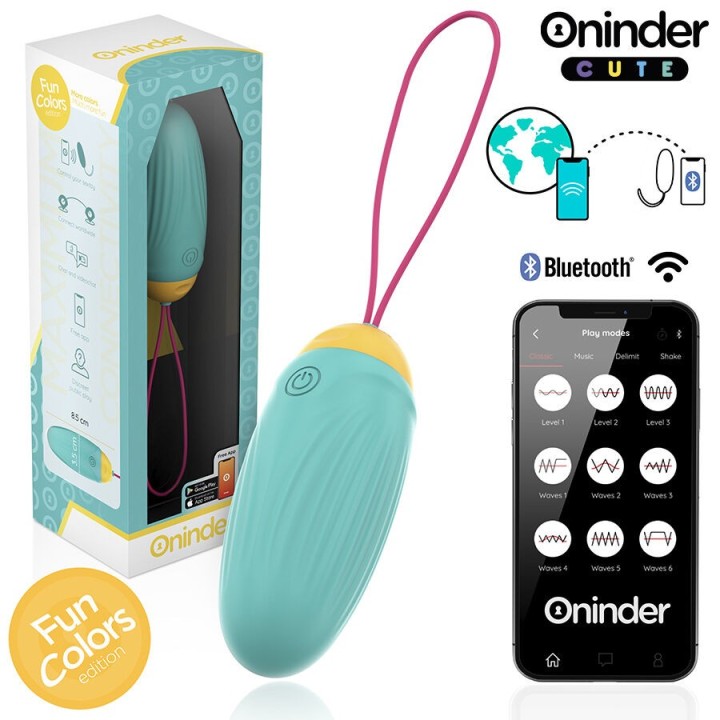 ONINDER CUTE - UOVO VIBRO-ROTANTE IN SILICONE CON GEMMA PER AMORE E PIACERE - APP GRATUITA IN TUTTO IL MONDO